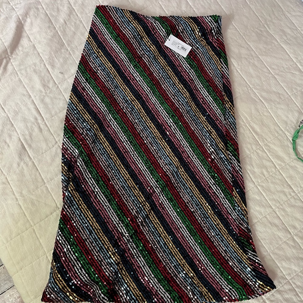 MILLY sequin striped designer skirt size S